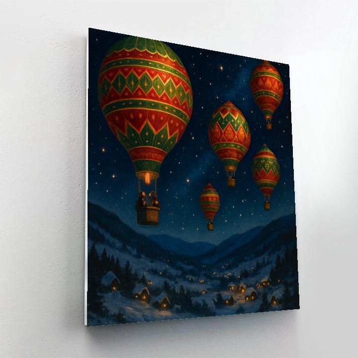 Christmas Hot Air Balloons In The Starfield Numbered painting kits