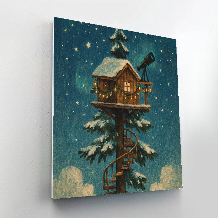 Winter Observatory Treehouse Above The Clouds Paint by numbers kits