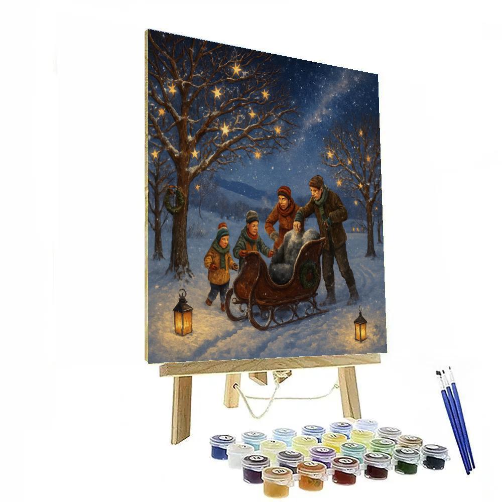Candlelit Sleigh Stop In The Snowy Galaxy Orchard paint by color
