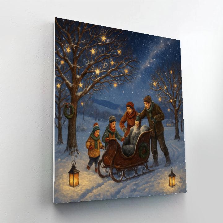 Candlelit Sleigh Stop In The Snowy Galaxy Orchard paint by color