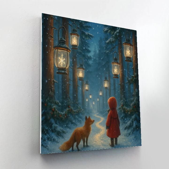 Frozen Lantern Forest At Polar Midnight Paint by numbers art