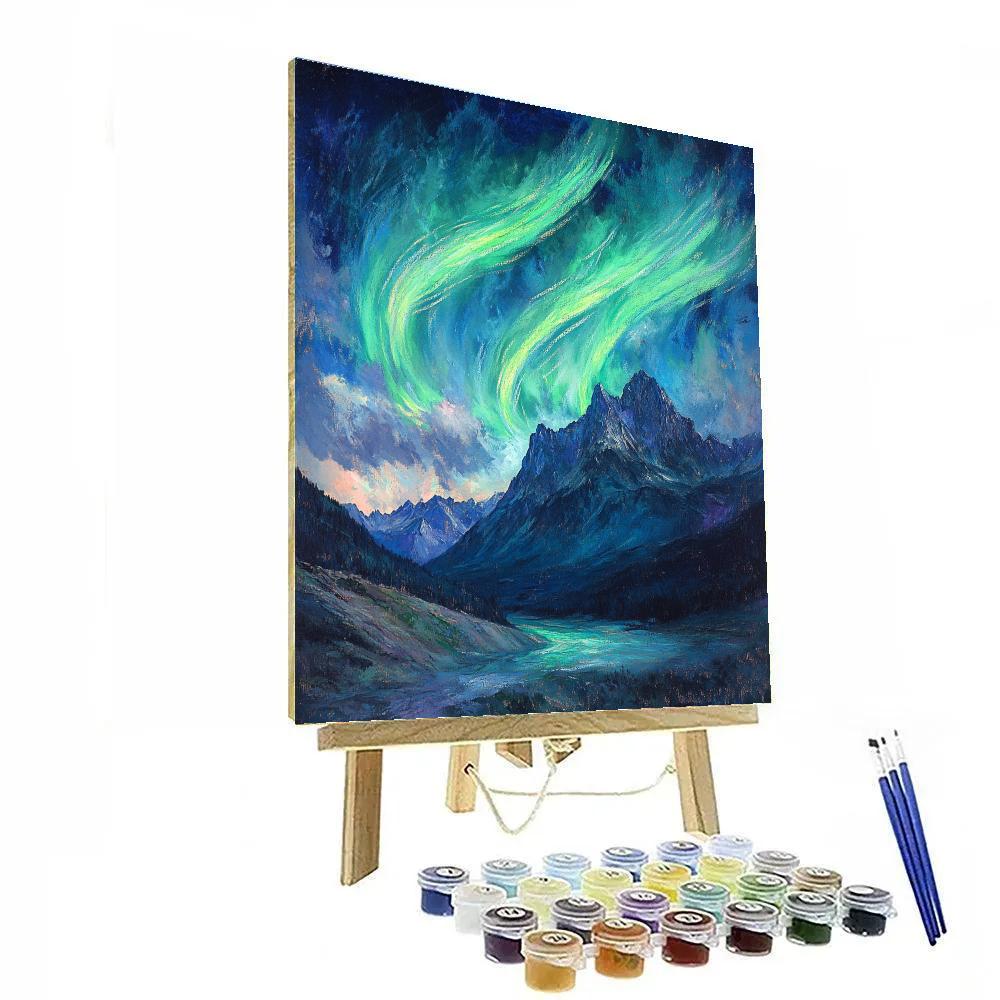 Edgar Degas Inspired Aurora Over Silent Mountains Paint by numbers art