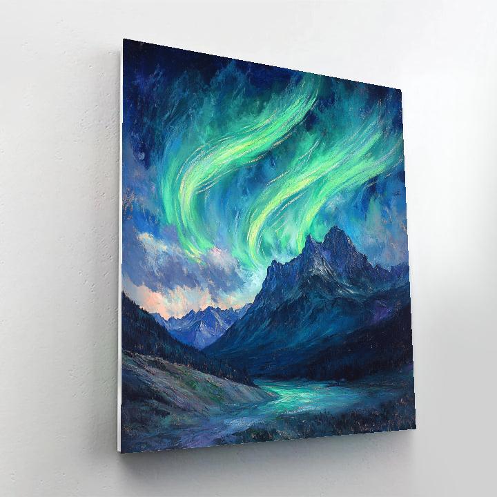 Edgar Degas Inspired Aurora Over Silent Mountains Paint by numbers art
