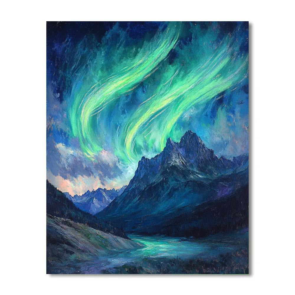 Edgar Degas Inspired Aurora Over Silent Mountains Paint by numbers art
