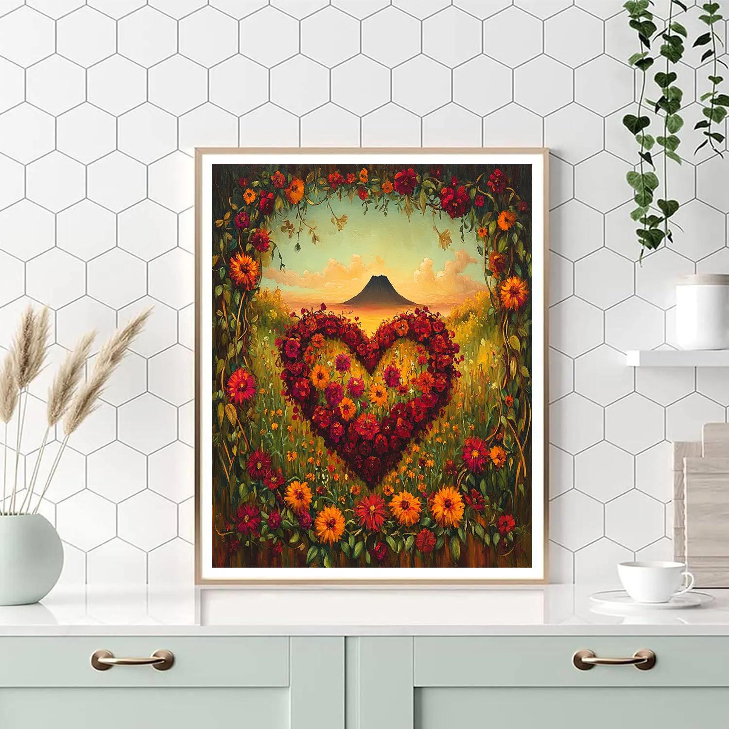 Frida Kahlo Inspired Volcanic Heart Garden Painting by numbers kit