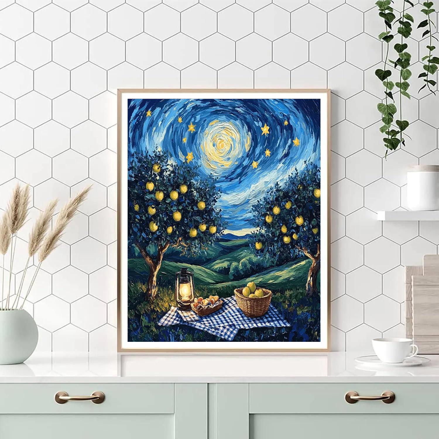 Van Gogh Inspired Starry Orchard Picnic Painting by numbers kit