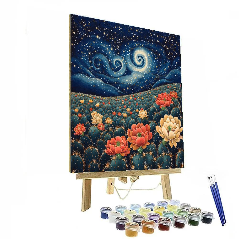 Frida Kahlo Inspired Milky Way Cactus Constellation paint by number