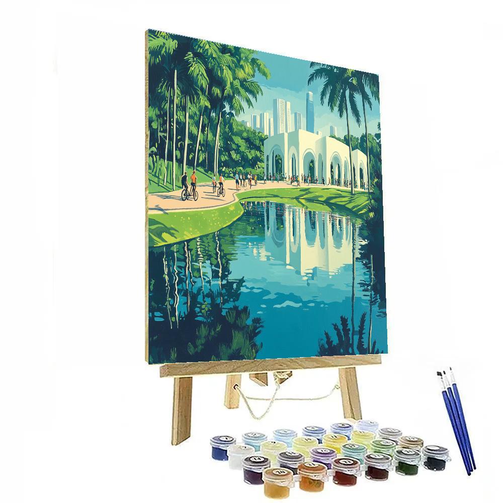 Ibirapuera Park Lake And Modern Pavilions - Sao Paulo, Brazil Numbered painting kits