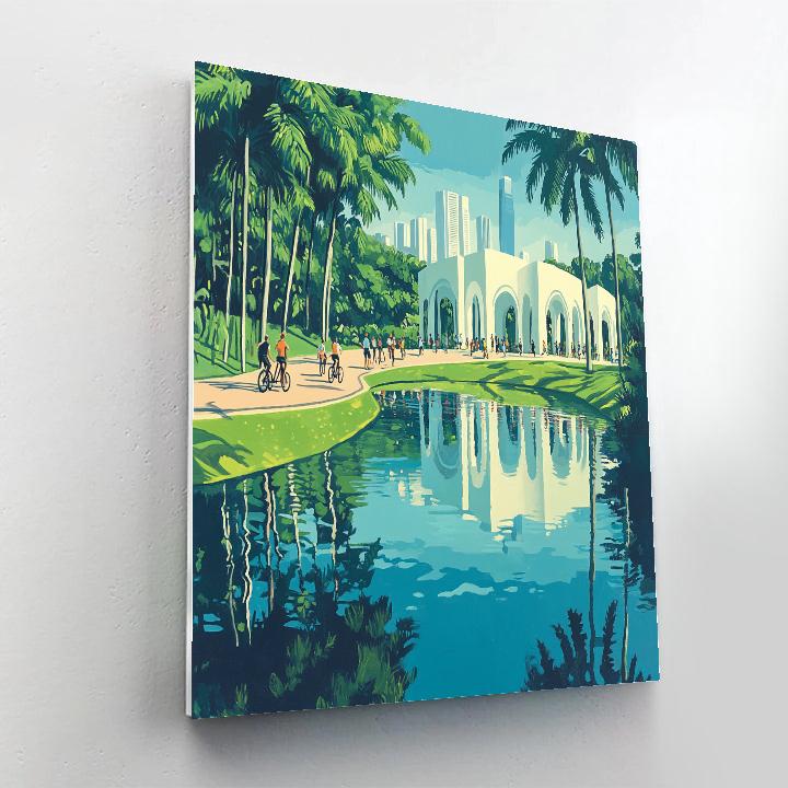 Ibirapuera Park Lake And Modern Pavilions - Sao Paulo, Brazil Numbered painting kits