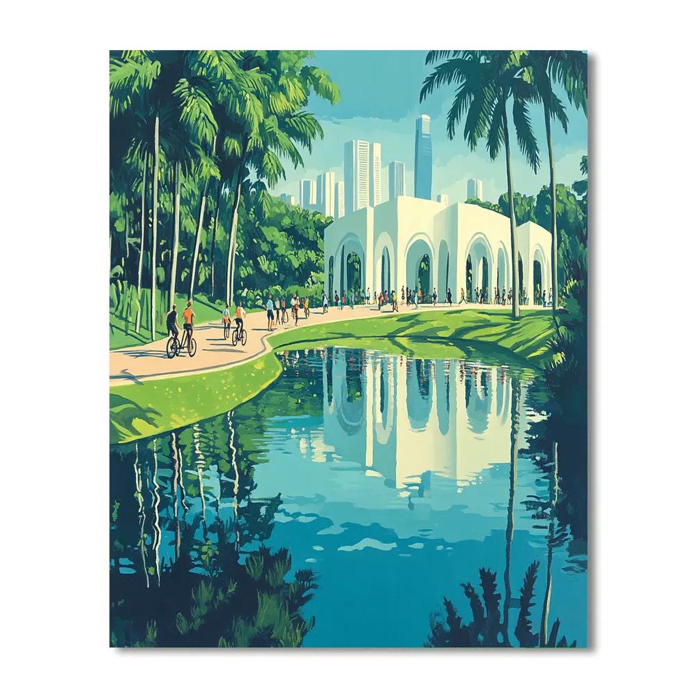 Ibirapuera Park Lake And Modern Pavilions - Sao Paulo, Brazil Numbered painting kits