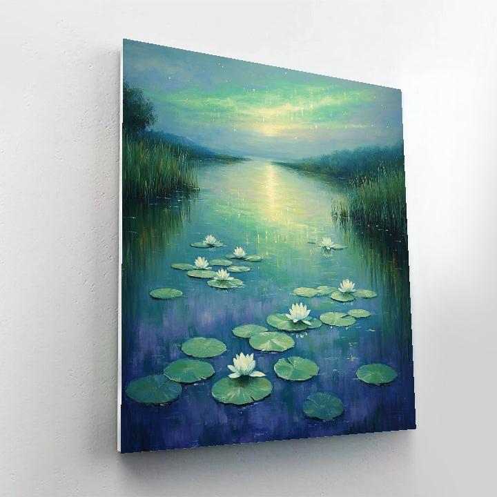 Claude Monet Inspired Water Lilies Under Aurora Paint by numbers kits