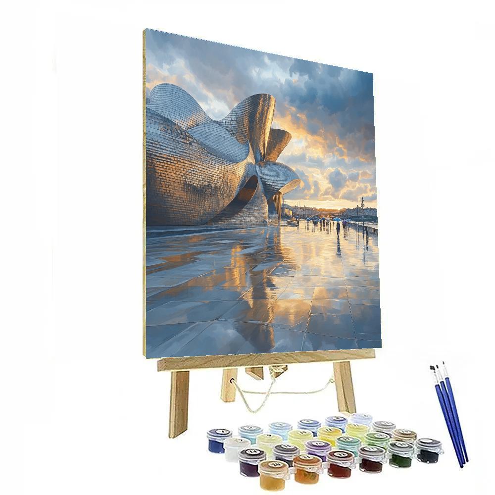 Guggenheim Museum Curves After Rain - Bilbao, Spain paint by color