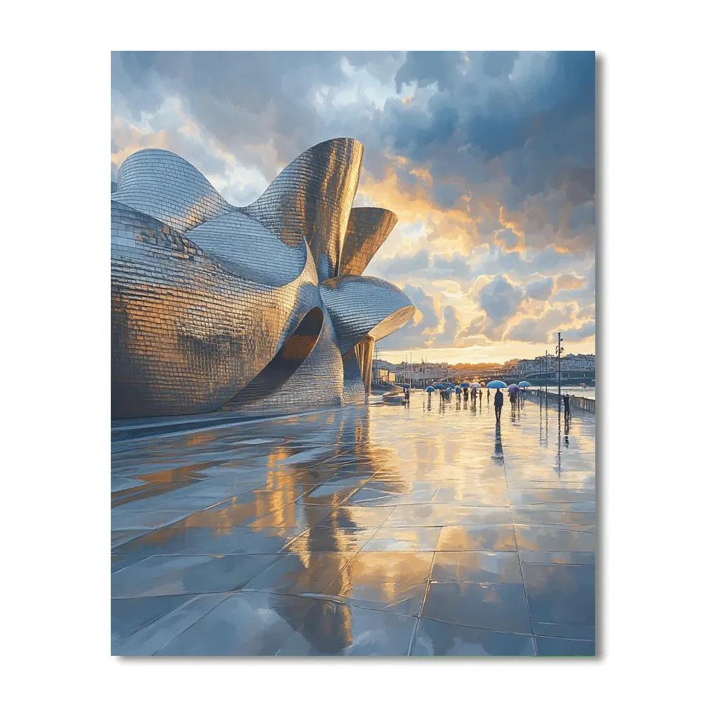 Guggenheim Museum Curves After Rain - Bilbao, Spain paint by color