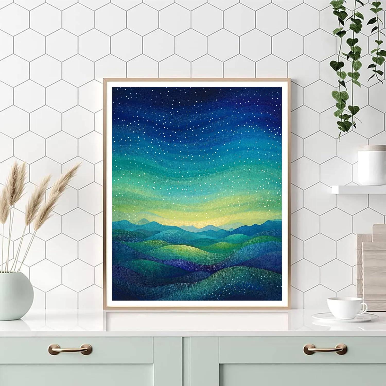 Georges Seurat Inspired Aurora Harmonics Field DIY paint by numbers