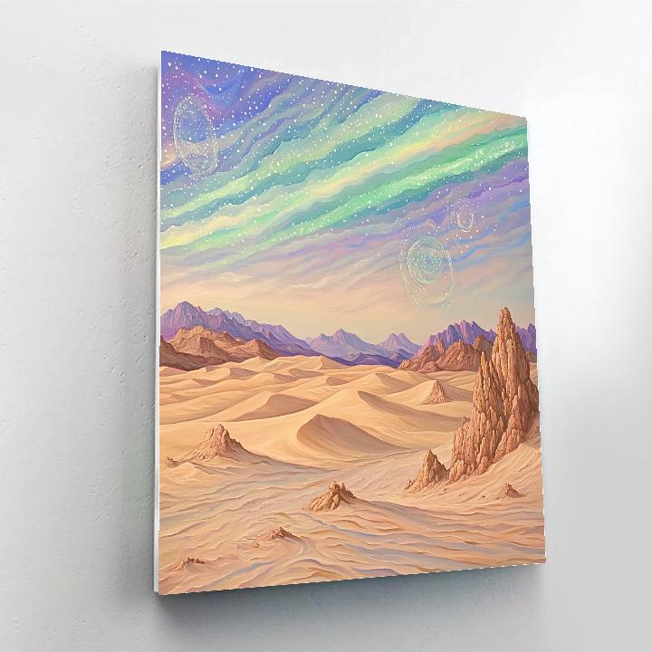 Leonardo Da Vinci Inspired Desert Aurora Mirage paint by color