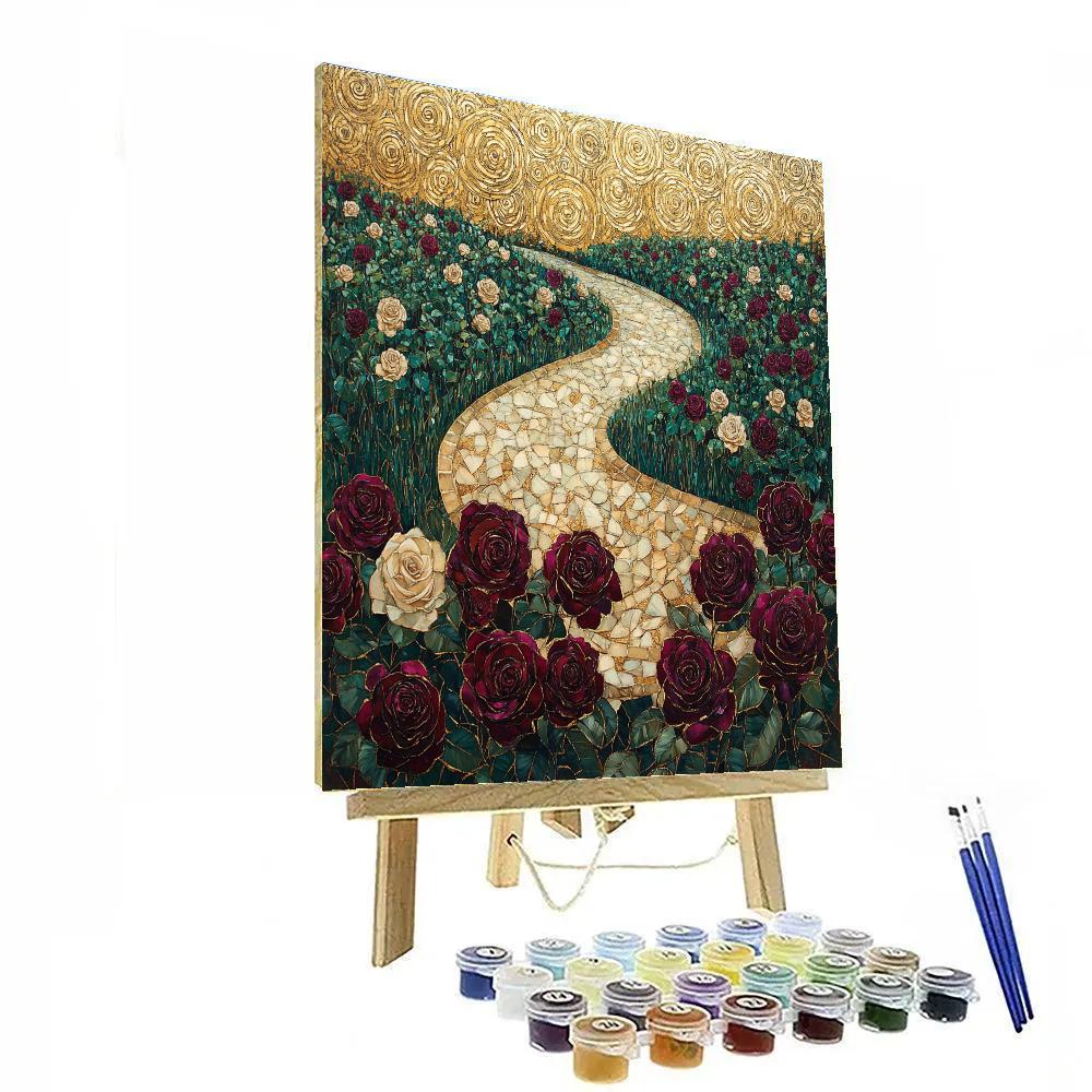 Gustav Klimt Inspired Golden Rose Garden Paint by numbers art