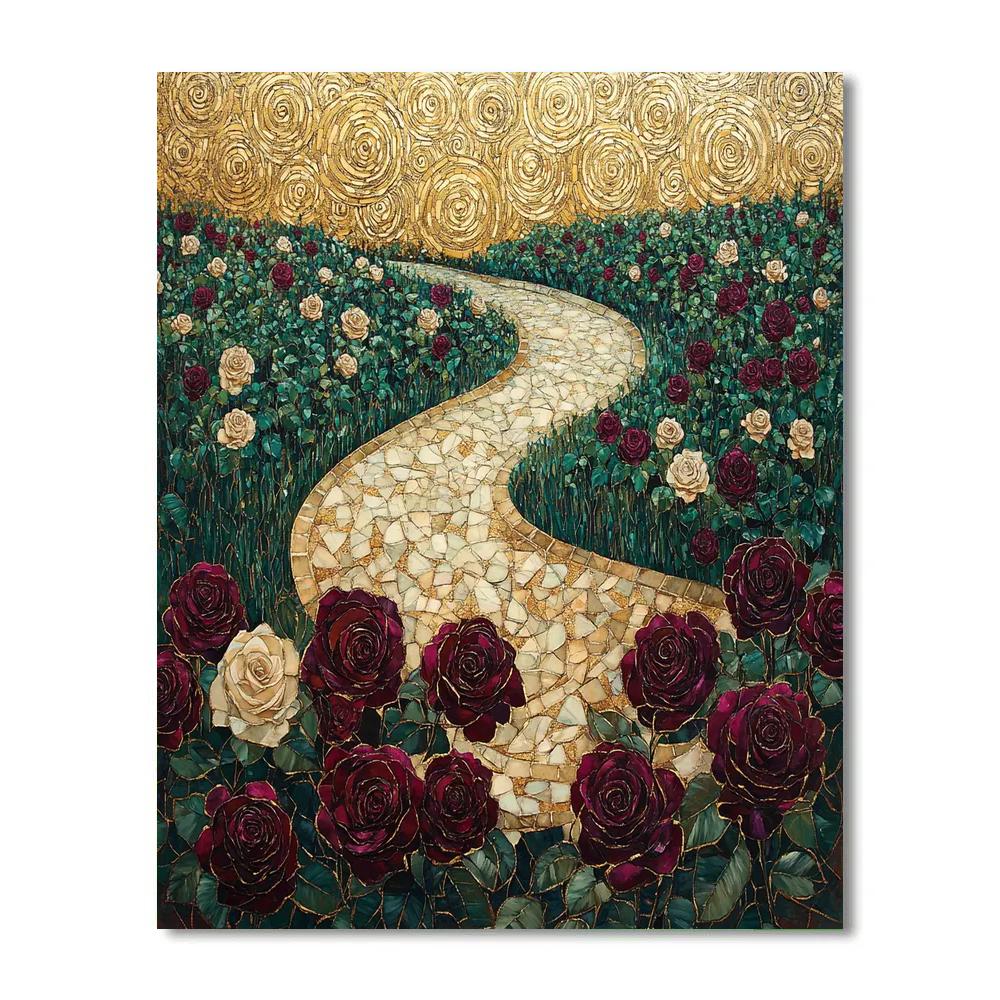 Gustav Klimt Inspired Golden Rose Garden Paint by numbers art