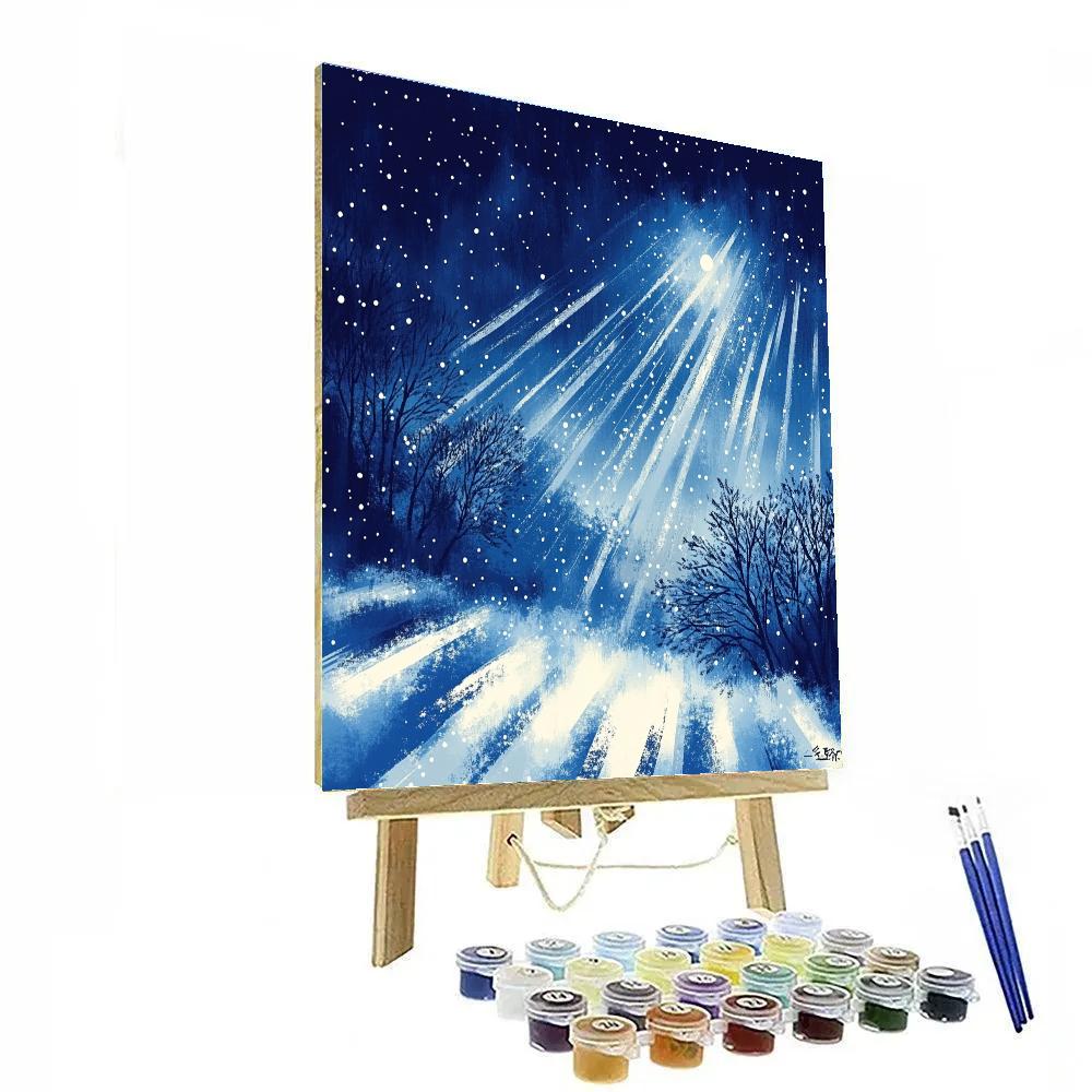 Hiroshige Inspired Midnight Snowfall In Indigo Silence Numbered painting kits