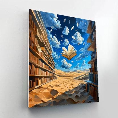Salvador Dali Inspired Desert Library Of Floating Books paint by numbers