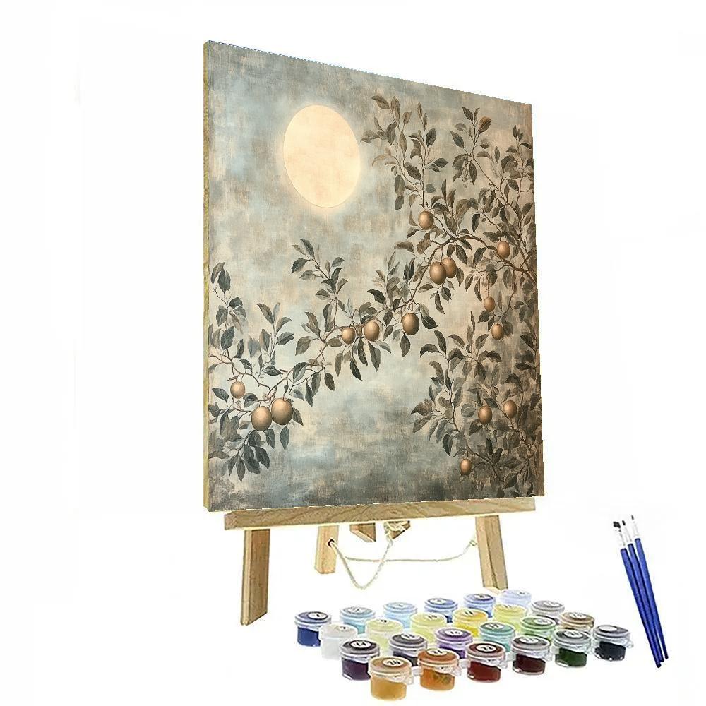 Leonardo Da Vinci Inspired Orchard Eclipse Stillness paint by color