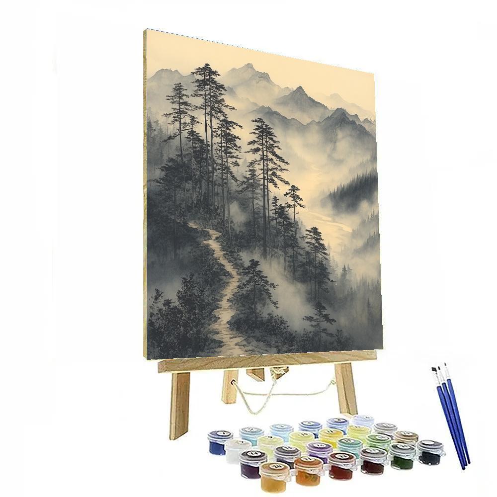 Zhao Mengfu Inspired Mistbound Pine Ridge Painting by numbers kit