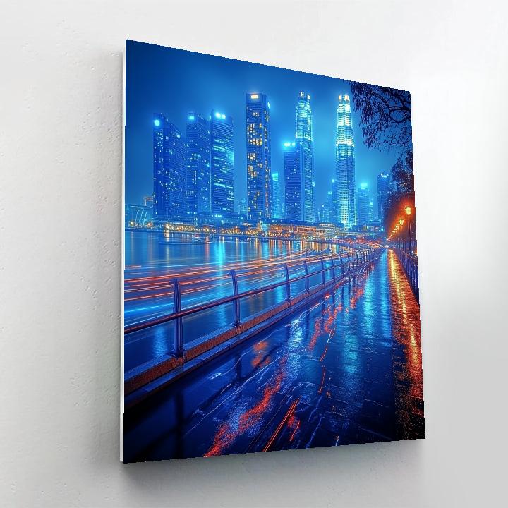 Marina Bay Waterfront Light Trails - Singapore Number painting