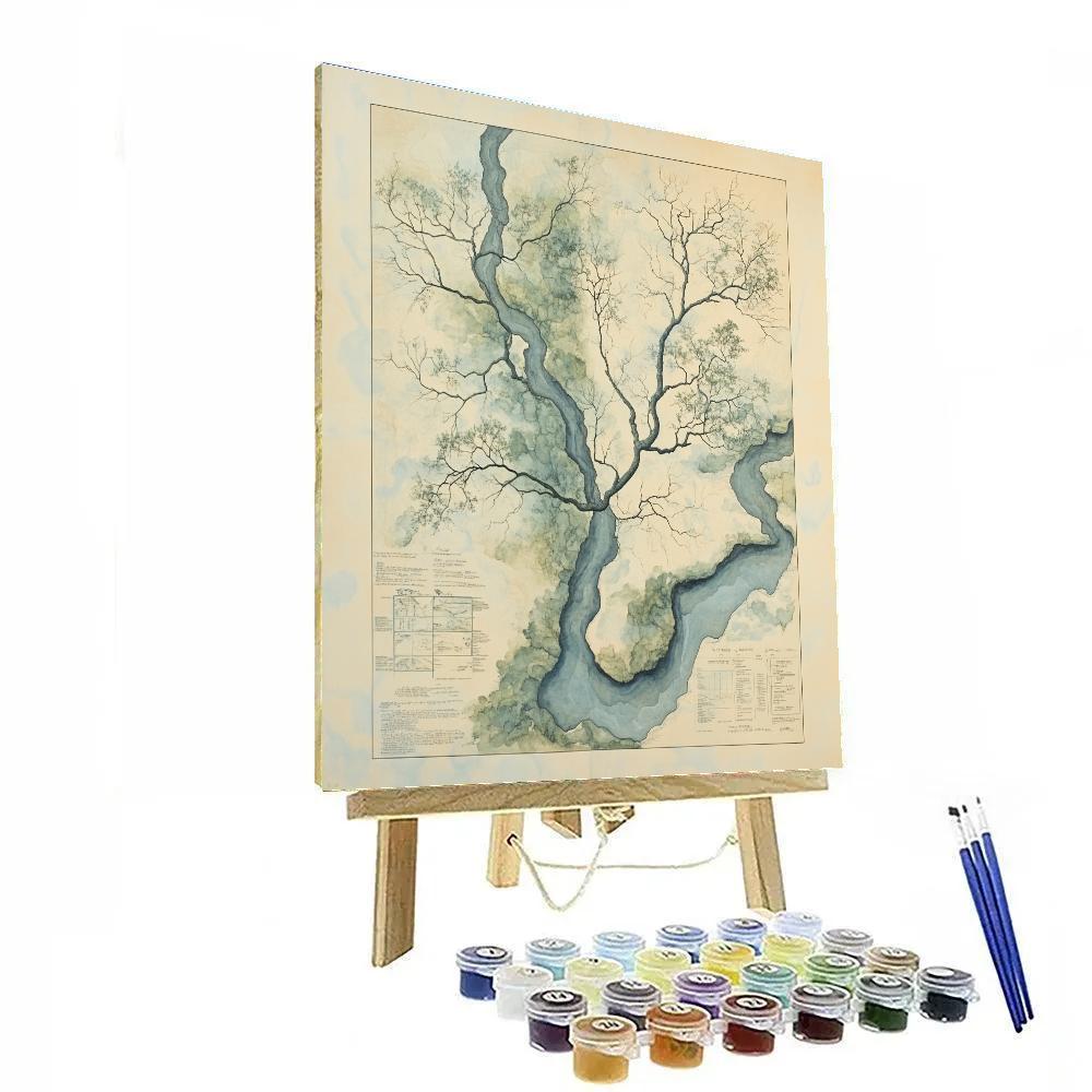 Leonardo Da Vinci Inspired River Delta Calligraphy DIY paint by numbers