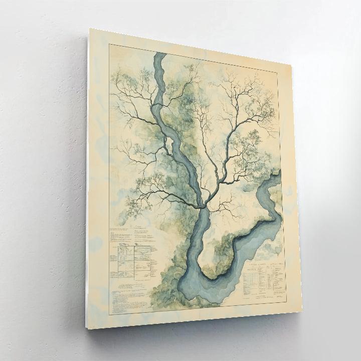 Leonardo Da Vinci Inspired River Delta Calligraphy DIY paint by numbers
