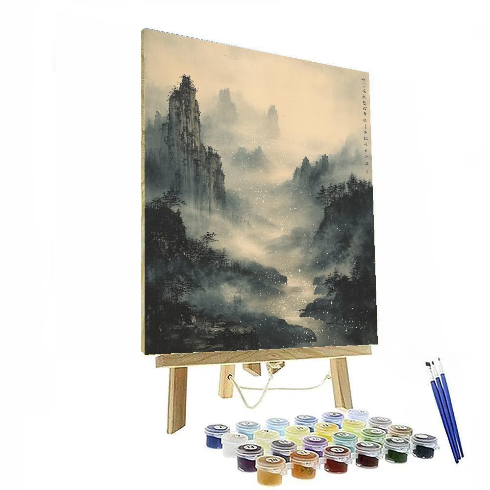Zhao Mengfu Inspired Celestial Ink Nebula Valley Painting by numbers kit