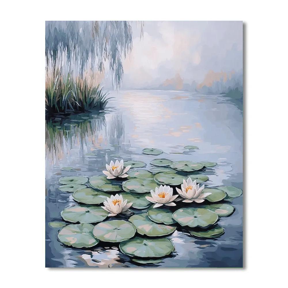 Claude Monet Inspired Waterlilies Under Pearl Fog Paint by numbers art