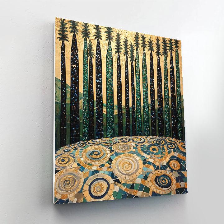 Gustav Klimt Inspired Gilded Cypress Labyrinth paint by number