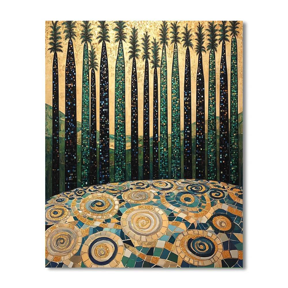 Gustav Klimt Inspired Gilded Cypress Labyrinth paint by number