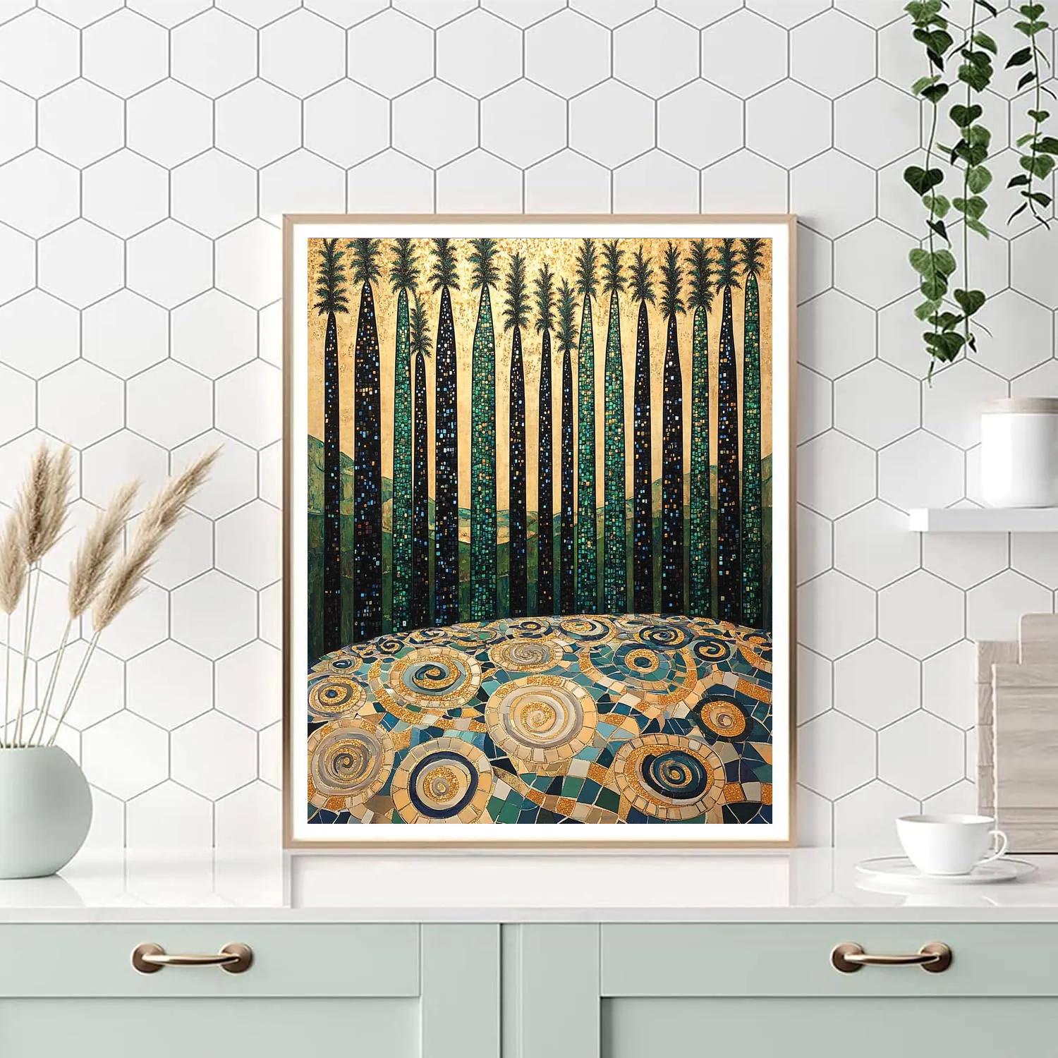 Gustav Klimt Inspired Gilded Cypress Labyrinth paint by number