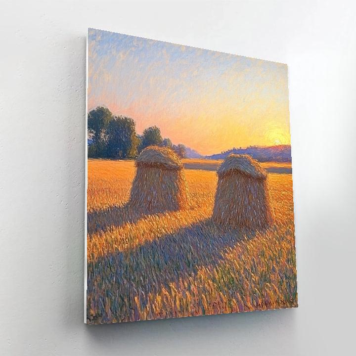 Claude Monet Inspired Haystacks In Apricot Afterglow paint by color
