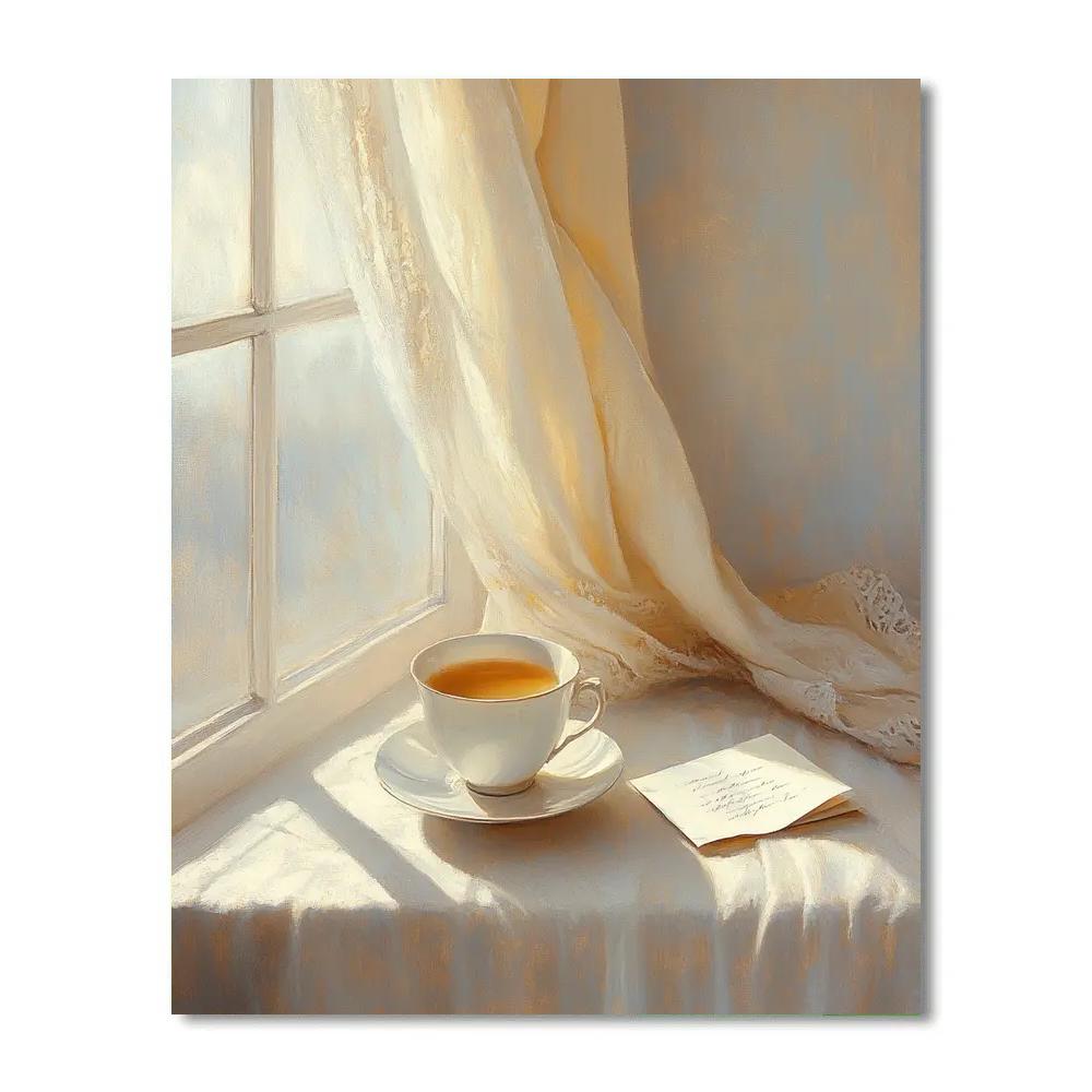 Johannes Vermeer Inspired Morning Window With Tea Paint by numbers art