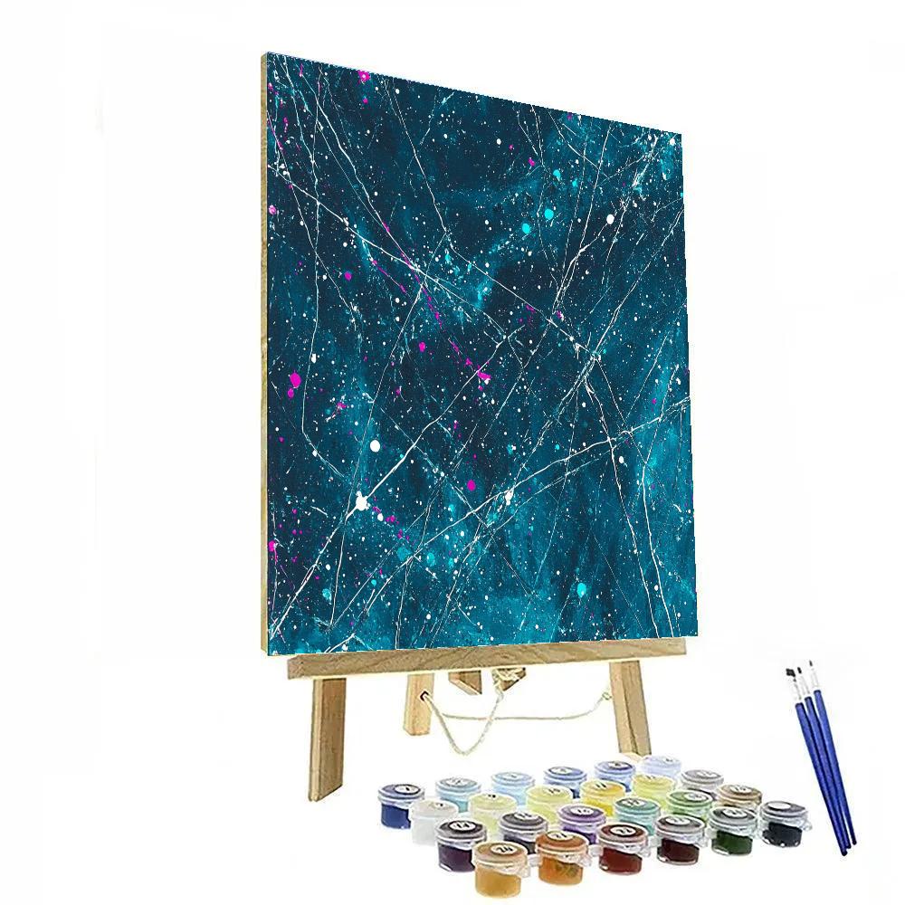 Jackson Pollock Inspired Aurora Current Of Teal And Magenta Numbered painting kits
