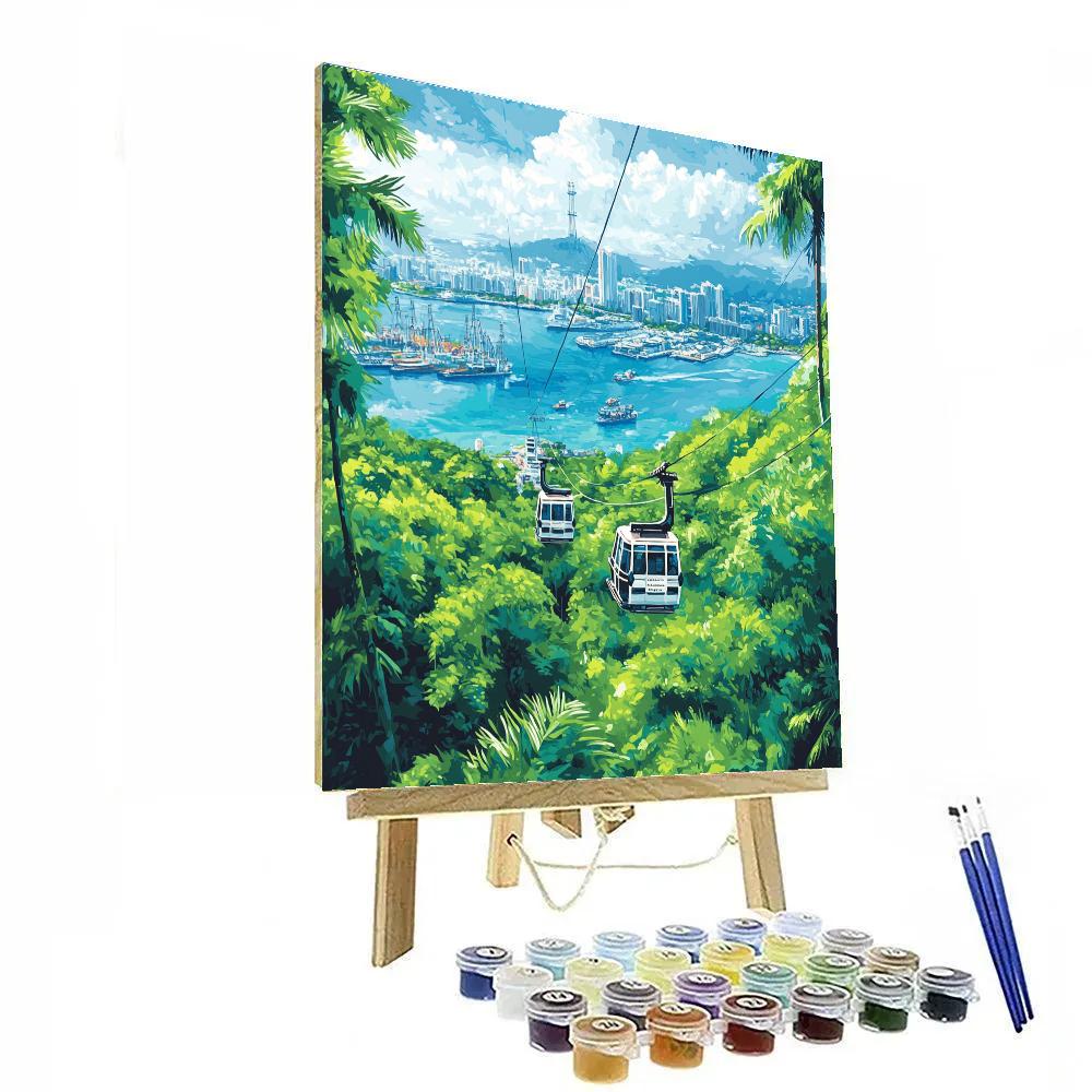 Mount Faber Cable Car View Over Harbor - Singapore Paint by numbers art