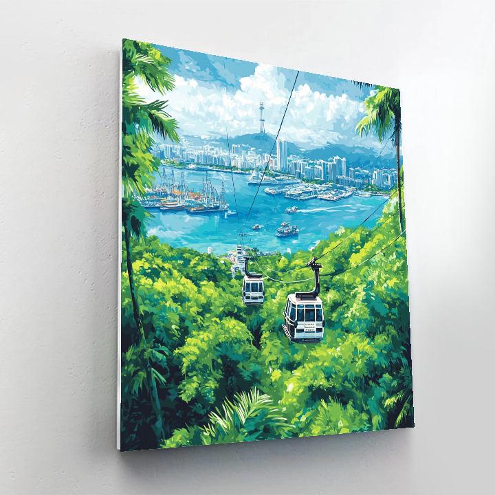 Mount Faber Cable Car View Over Harbor - Singapore Paint by numbers art