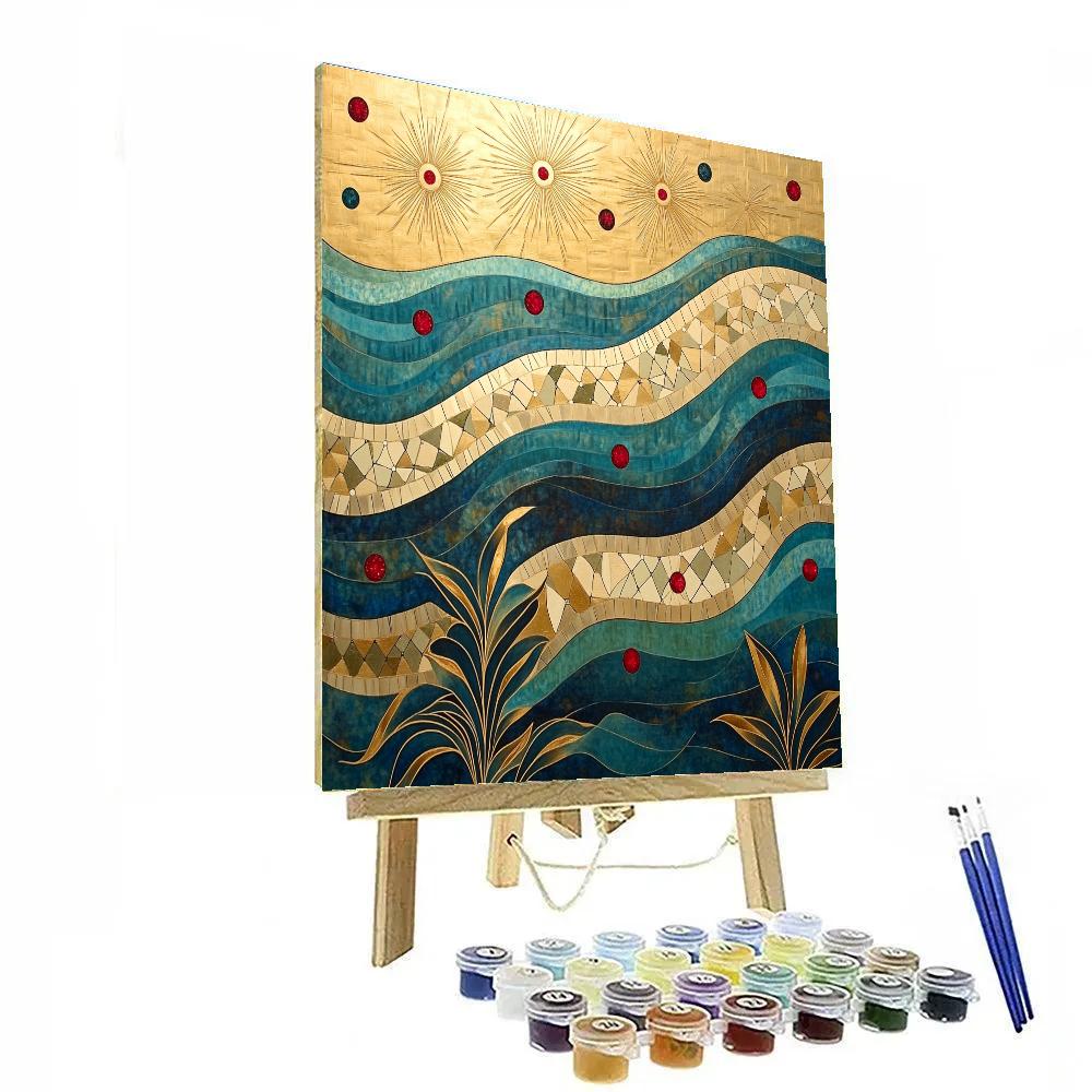 Gustav Klimt Inspired Ornamental River Of Constellations paint by color