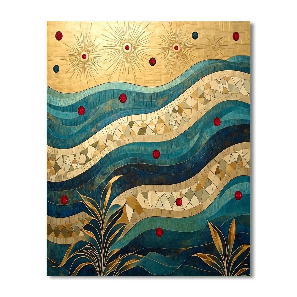 Gustav Klimt Inspired Ornamental River Of Constellations paint by colorGustav Klimt Inspired Ornamental River of Constellations - DIY Painting By Numbers Kit - Image 3
