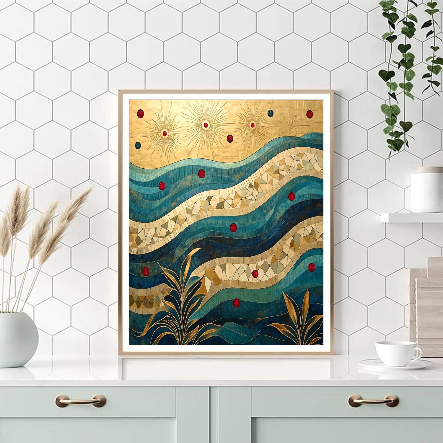 Gustav Klimt Inspired Ornamental River Of Constellations paint by colorGustav Klimt Inspired Ornamental River of Constellations - DIY Painting By Numbers Kit - Image 4