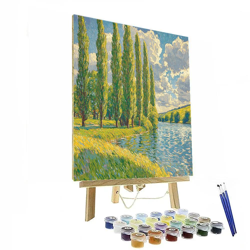 Claude Monet Inspired Poplar Riverbank In Windy Light Painting by numbers kit