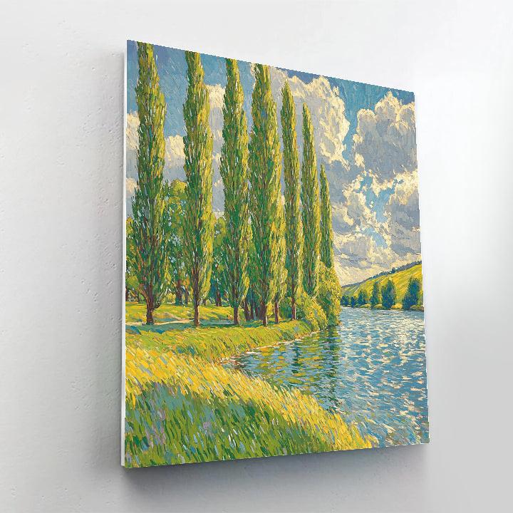 Claude Monet Inspired Poplar Riverbank In Windy Light Painting by numbers kit