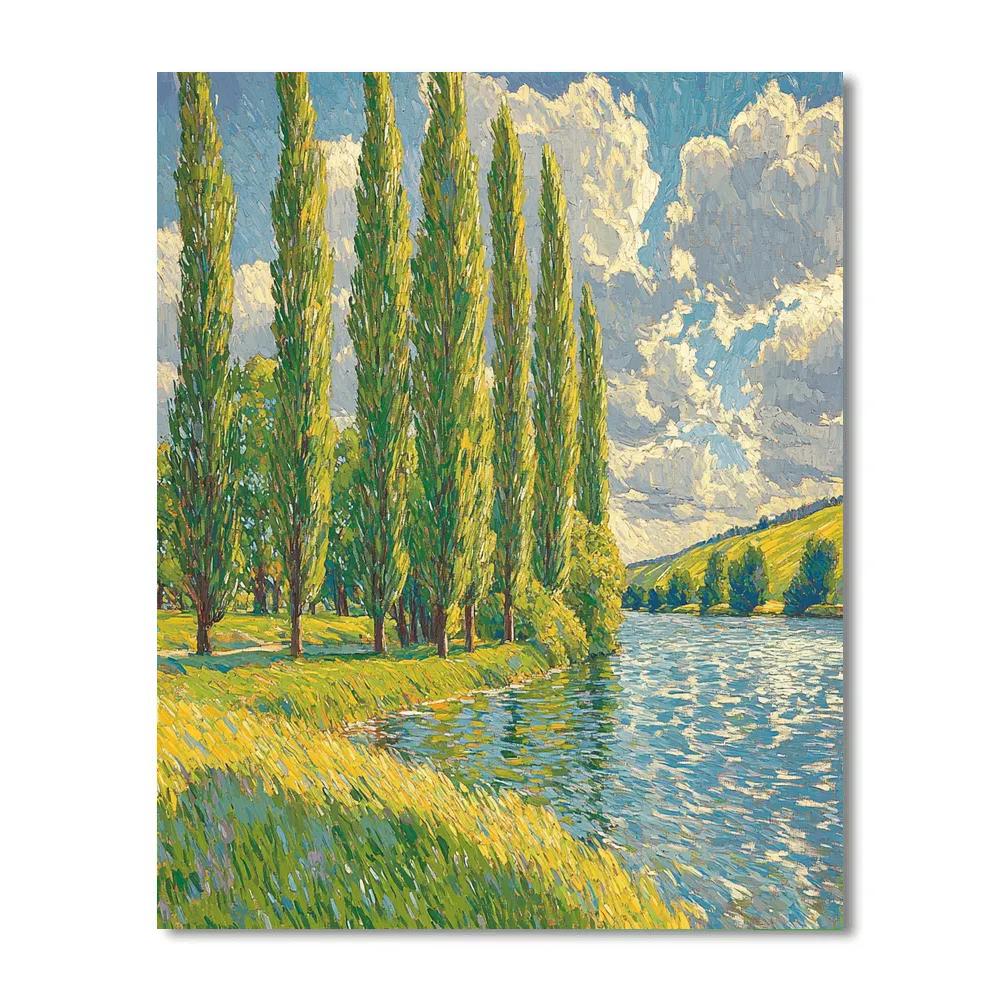 Claude Monet Inspired Poplar Riverbank In Windy Light Painting by numbers kit