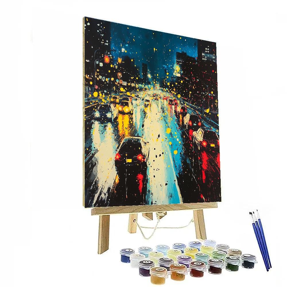 Jackson Pollock Inspired Citylights Night Traffic Painting by numbers kit