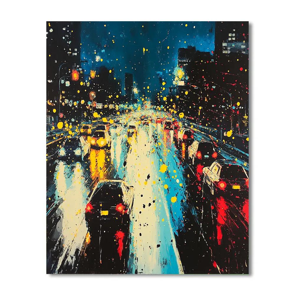 Jackson Pollock Inspired Citylights Night Traffic Painting by numbers kit