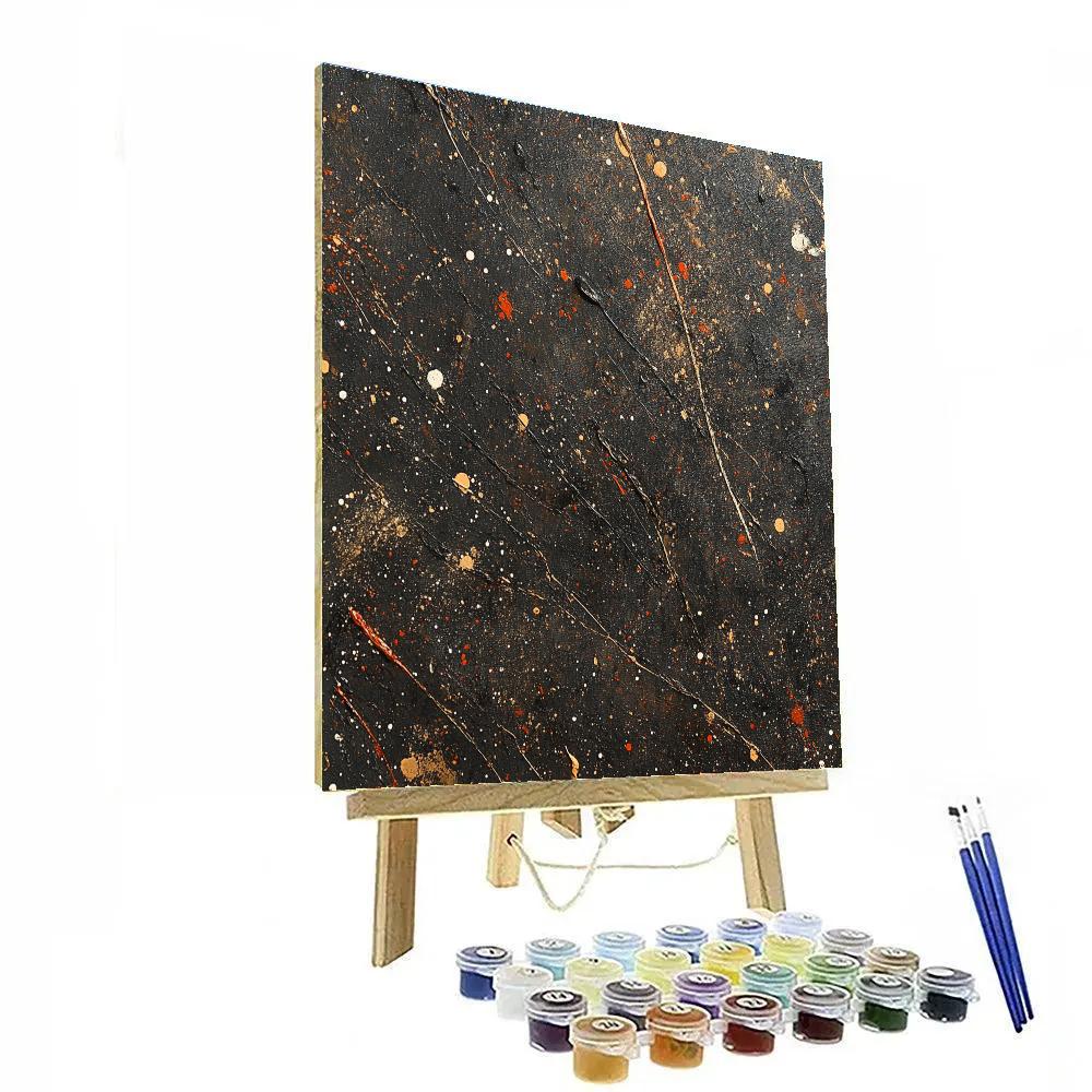 Jackson Pollock Inspired Volcanic Ashfall In Ochre And Charcoal paint by number