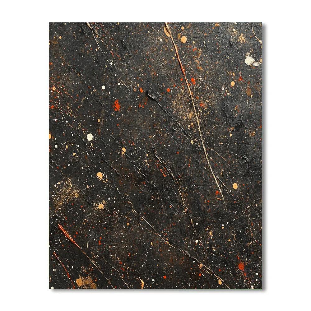Jackson Pollock Inspired Volcanic Ashfall In Ochre And Charcoal paint by number