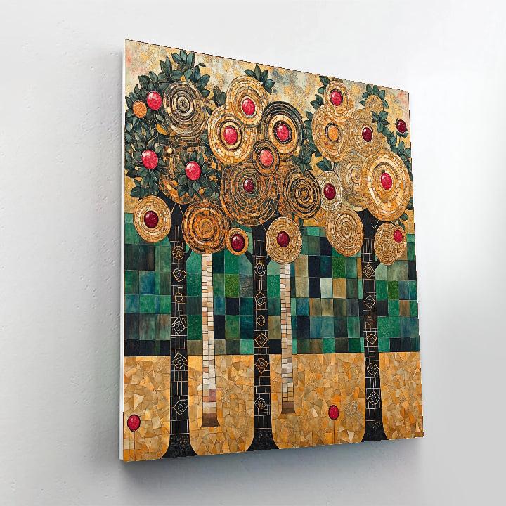 Gustav Klimt Inspired Golden Orchard Of Spiral Fruit painting number kit