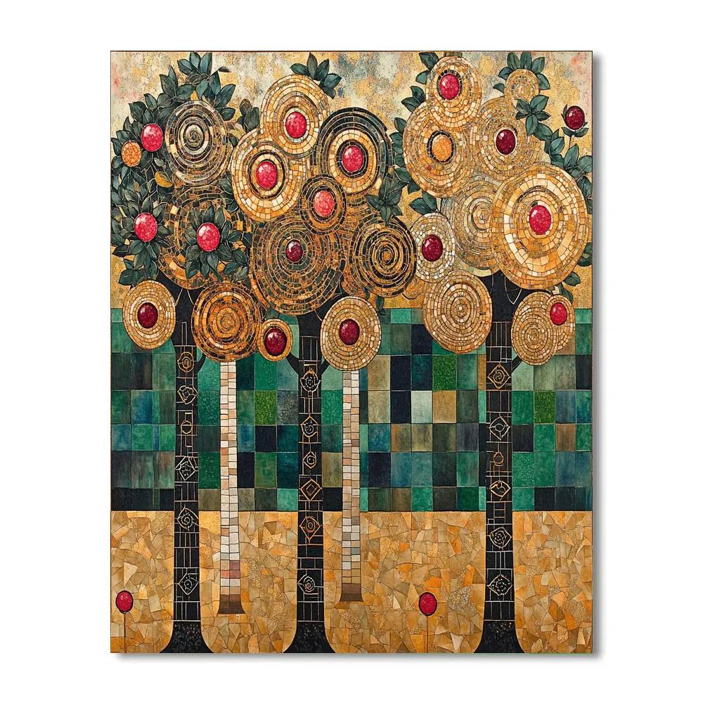 Gustav Klimt Inspired Golden Orchard Of Spiral Fruit painting number kit